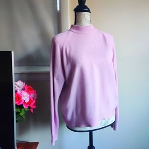 vintage 90s pastel pink mock neck lilac knit quarter zip sweater L